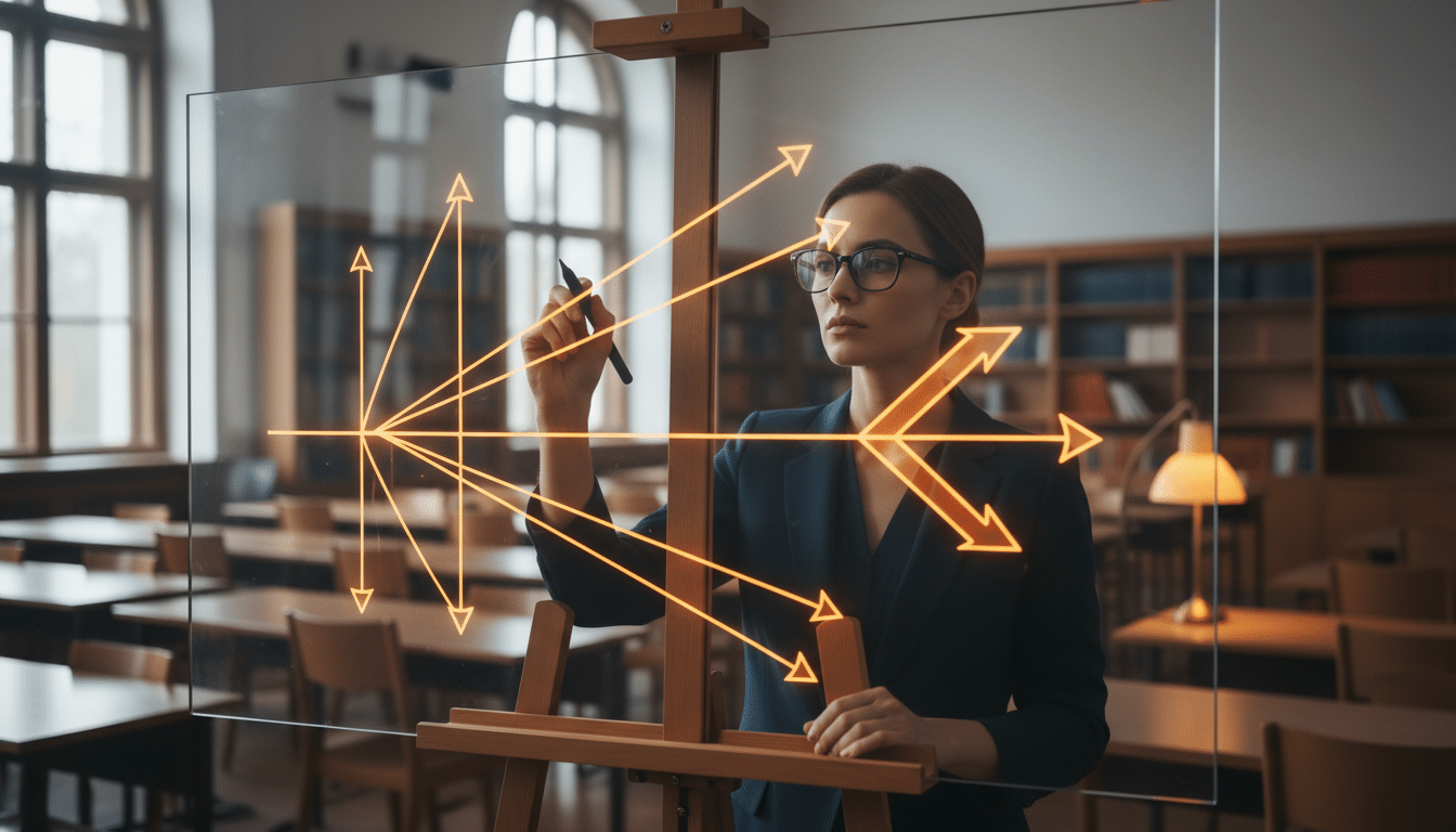 physicien explique réflexion miroir tableau