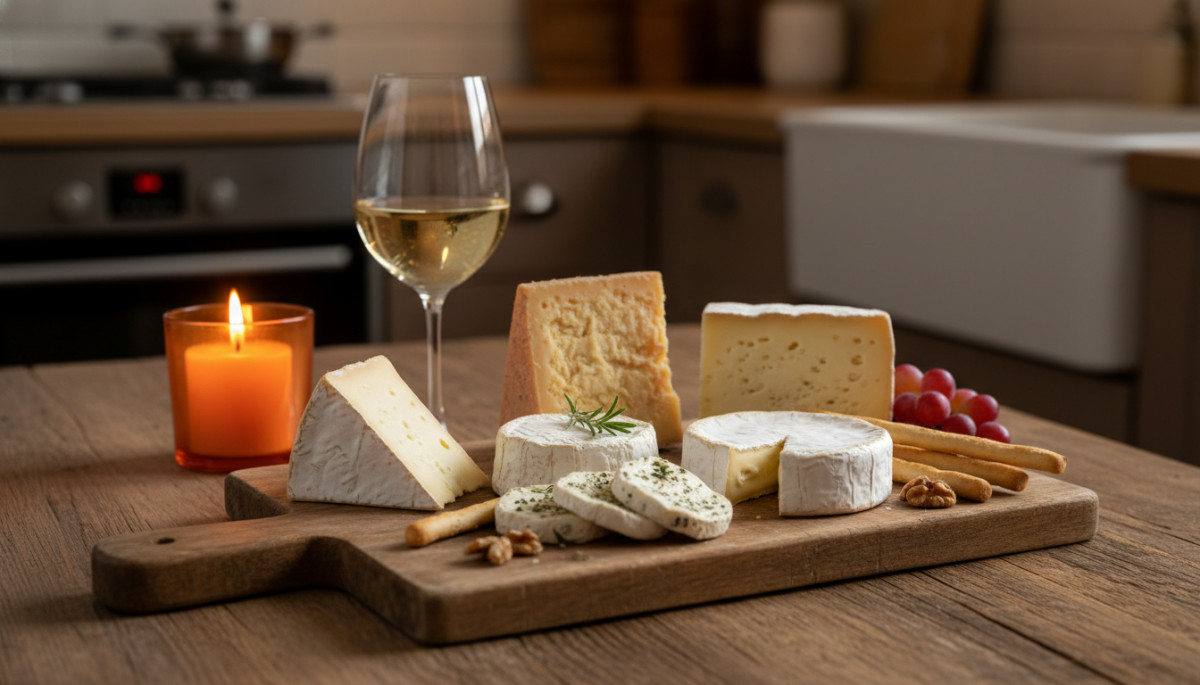 Plateau de fromages français comté brie camembert chèvre