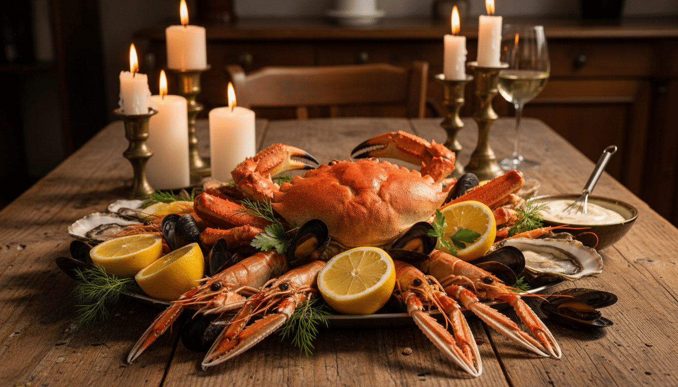 Plateau de fruits de mer avec tourteau et langoustines