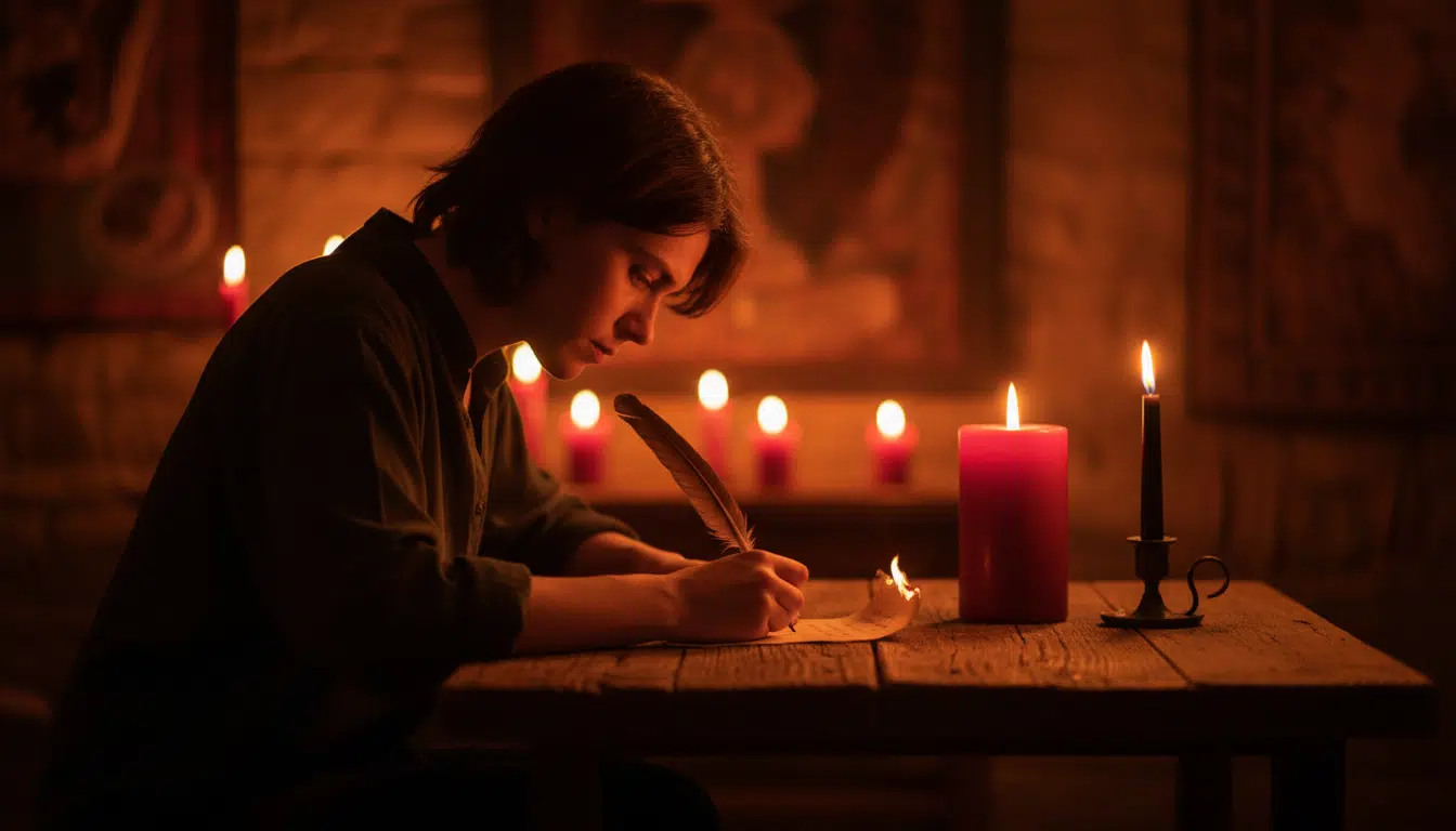 Rituel de lâcher-prise avec bougie rouge sous la pleine lune