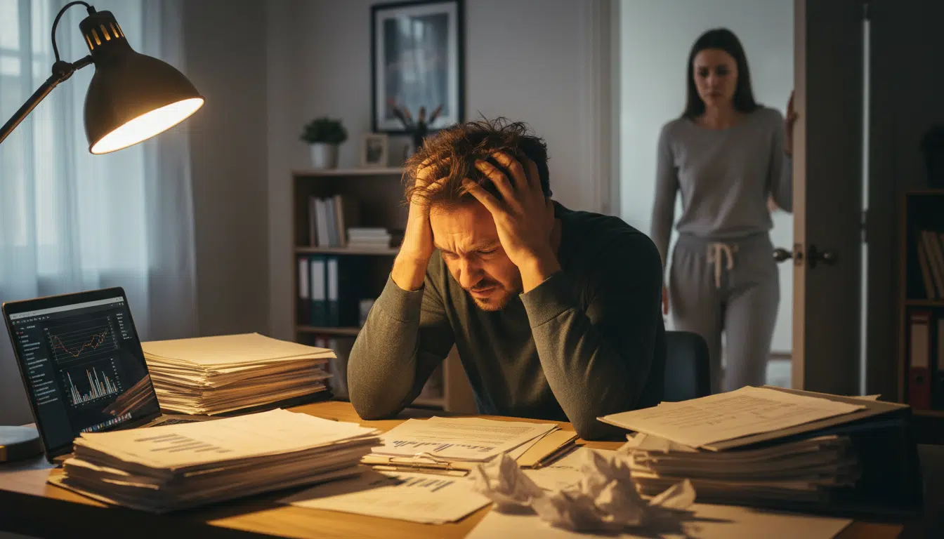 Homme au travail, partenaire incompris en arrière-plan