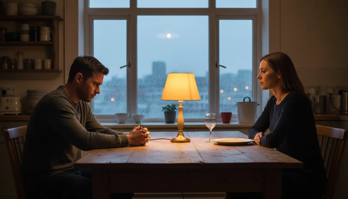 Couple en tension assis face à face