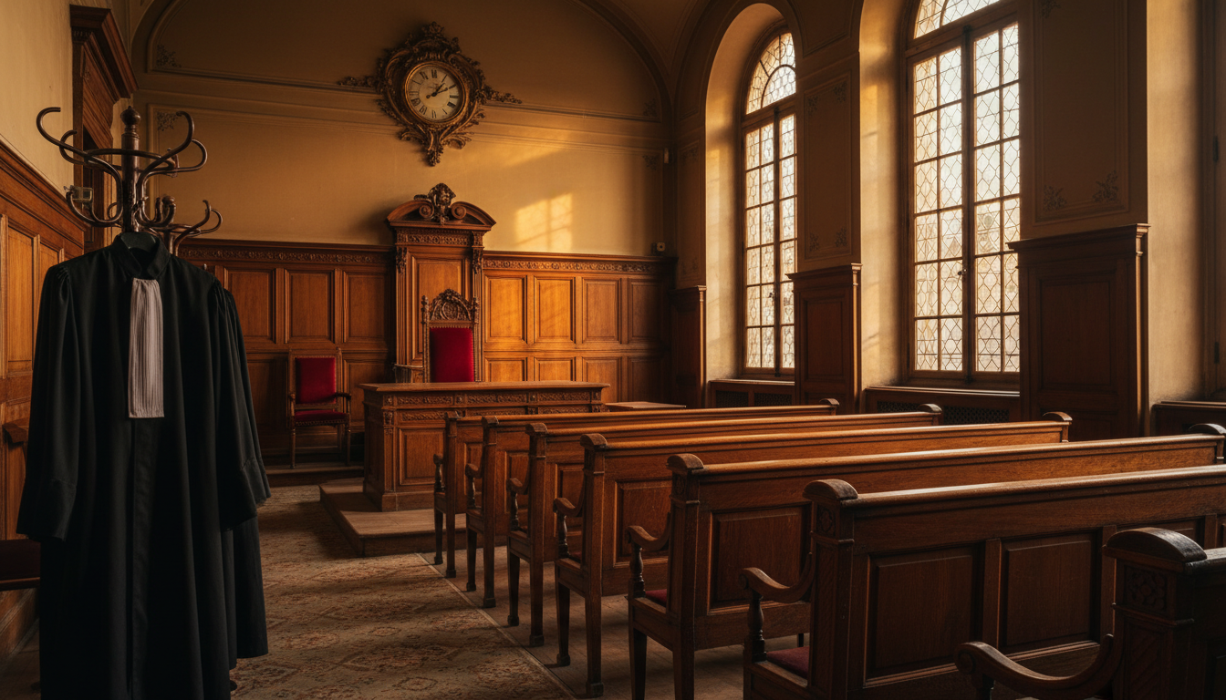 La salle d'audience du tribunal où se joue le procès Gallieni dans Plus belle la vie