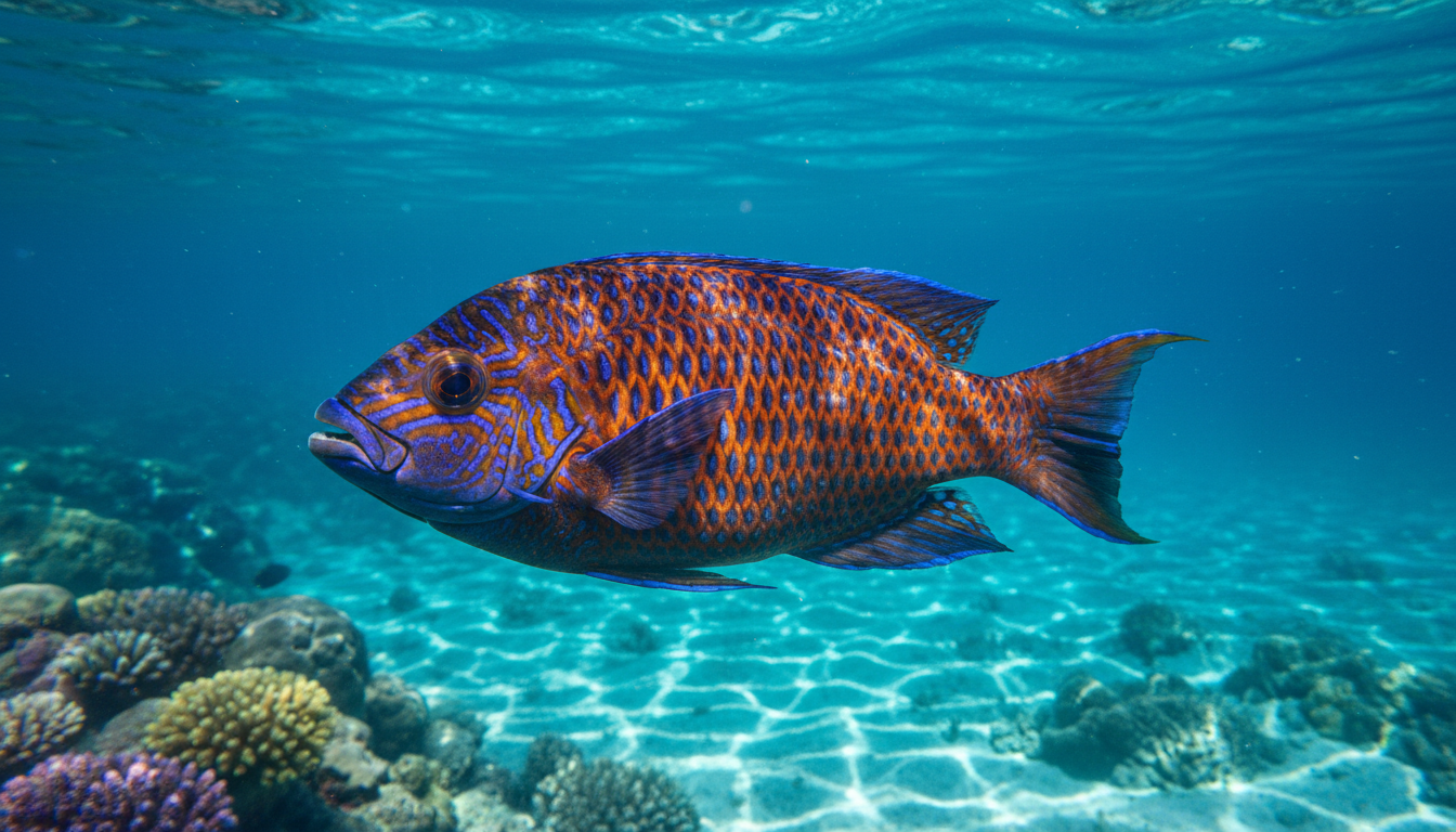Poisson tropical avec branchies visibles sous l'eau