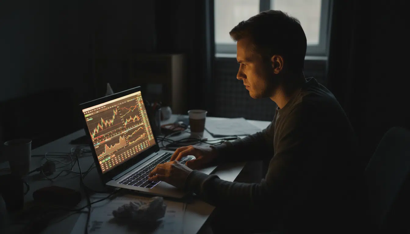 Parieur devant un écran de paris en ligne