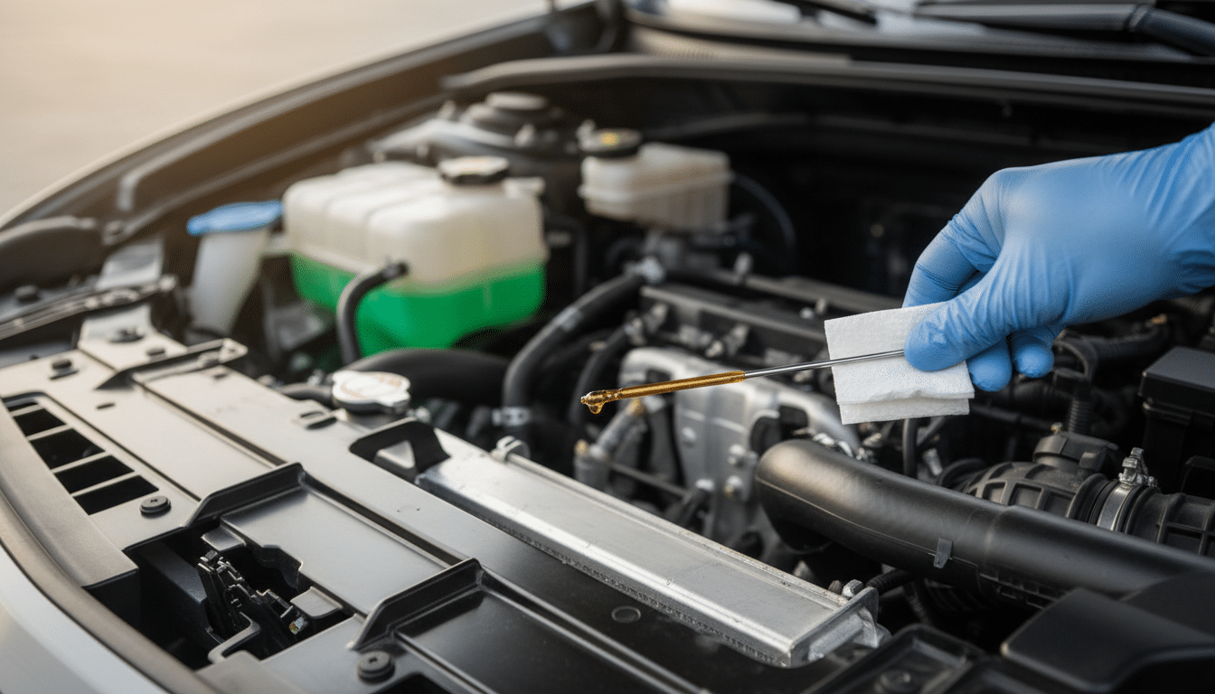 Vérification du niveau d'huile moteur sous le capot