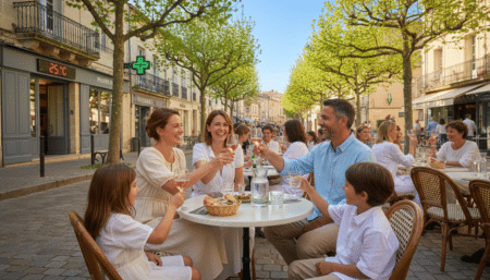 Terrasse ensoleillée en France un après-midi de printemps