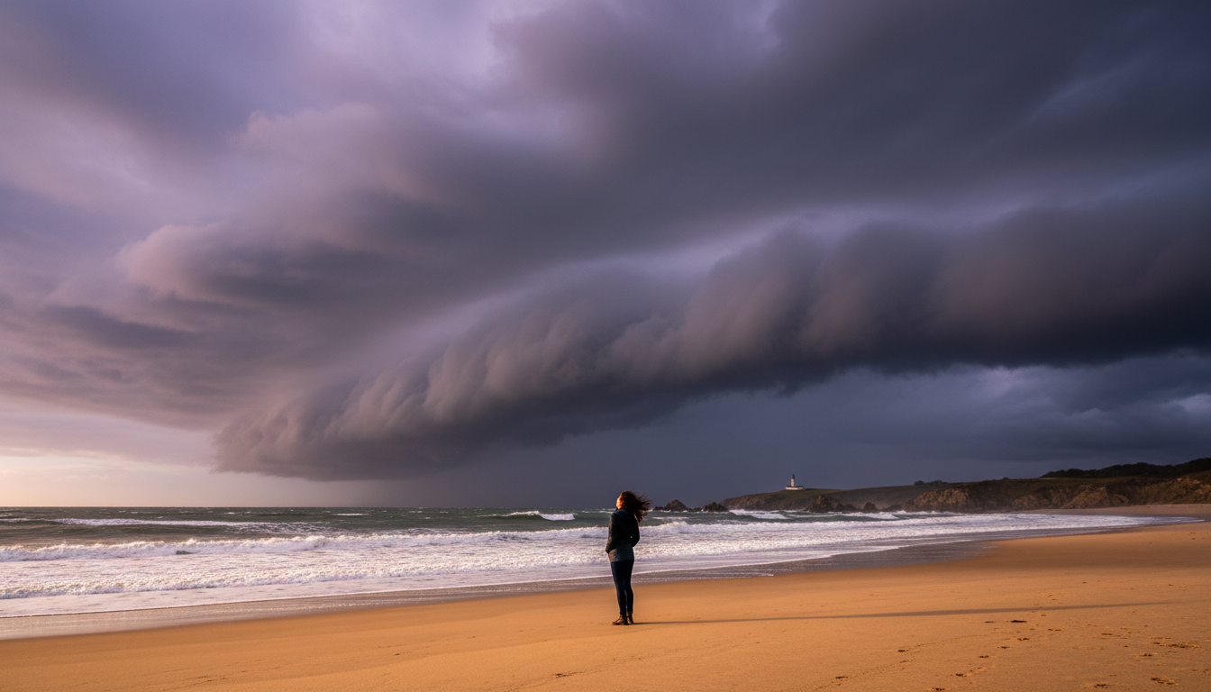 Nuages d'orage arrivant sur la côte bretonne