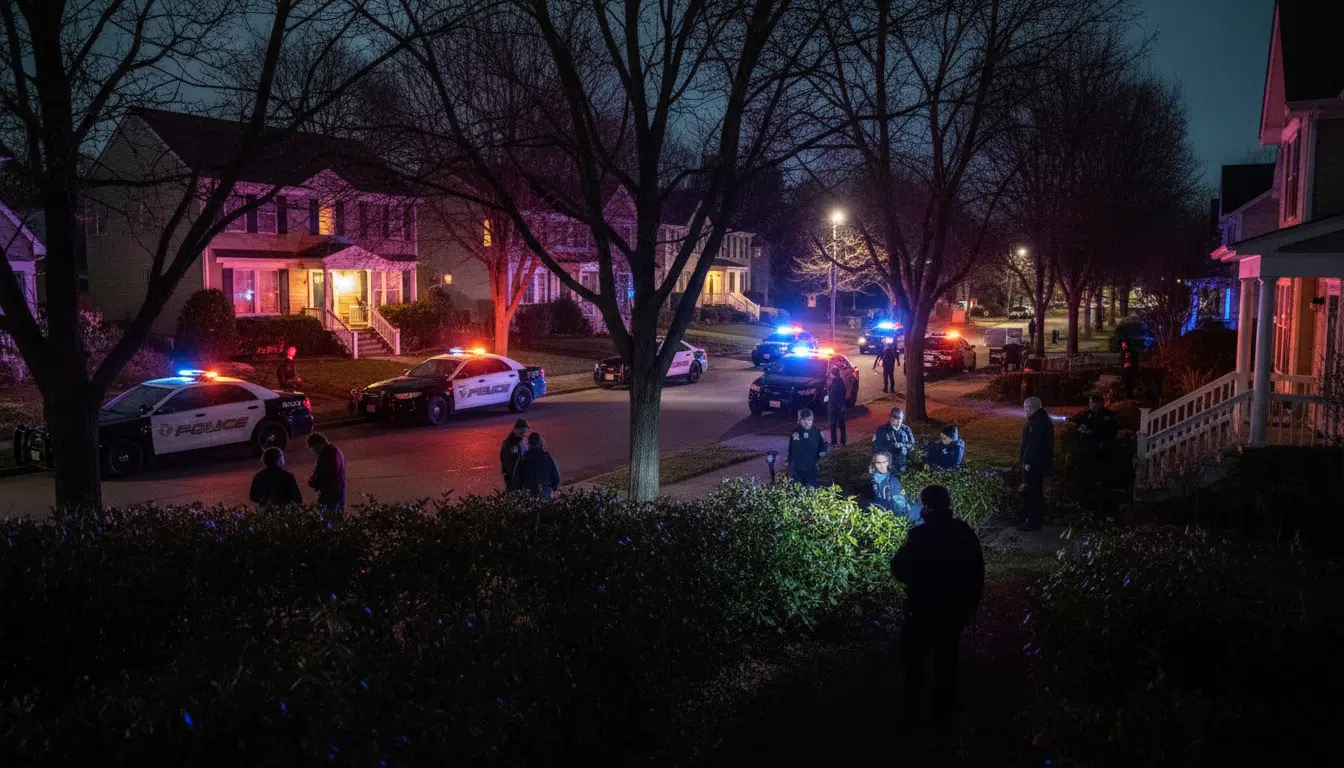 Recherches nocturnes avec lampes torches dans un quartier résidentiel