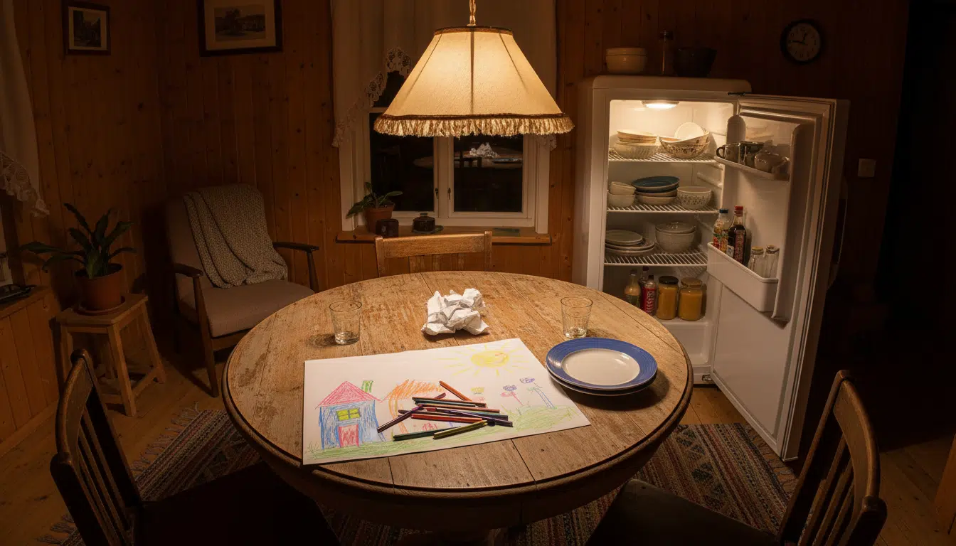 Dessins de crayons de couleur sur une table dans une auberge