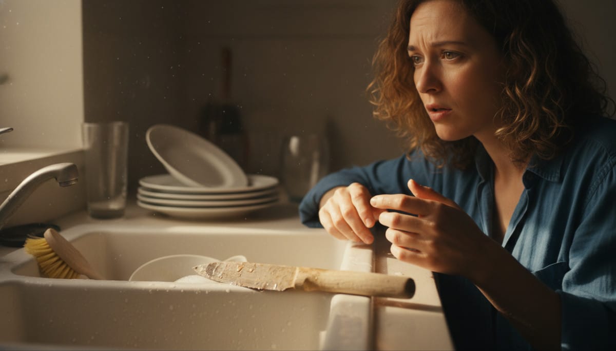 Pose un couteau en bois sur le rebord de ton évier avant de faire la vaisselle : ce que tu vas remarquer en 30 secondes