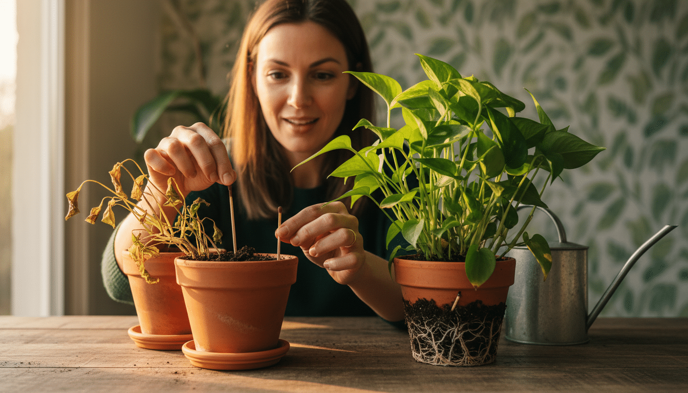 Pose une allumette dans ton pot de fleurs avant d'arroser : ce que ça fait aux racines en 48h va te surprendre