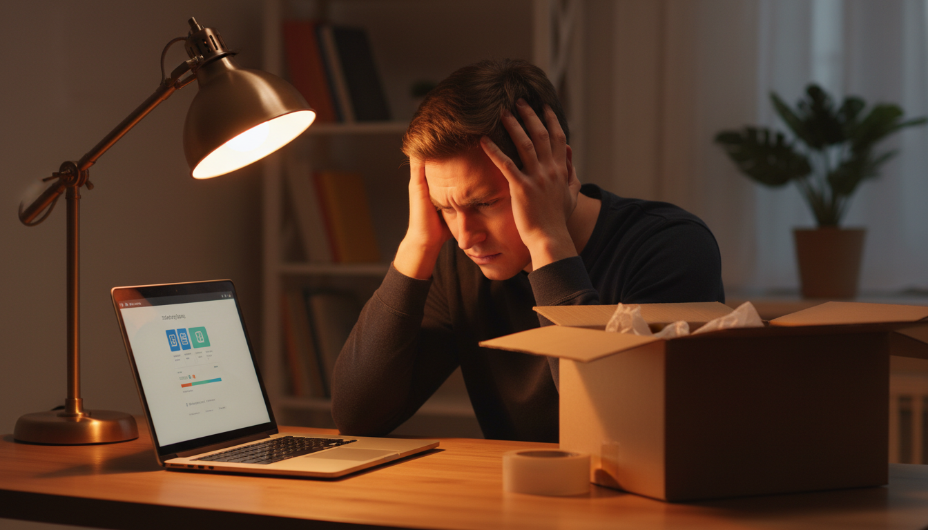 Personne effectuant une réclamation en ligne sur ordinateur