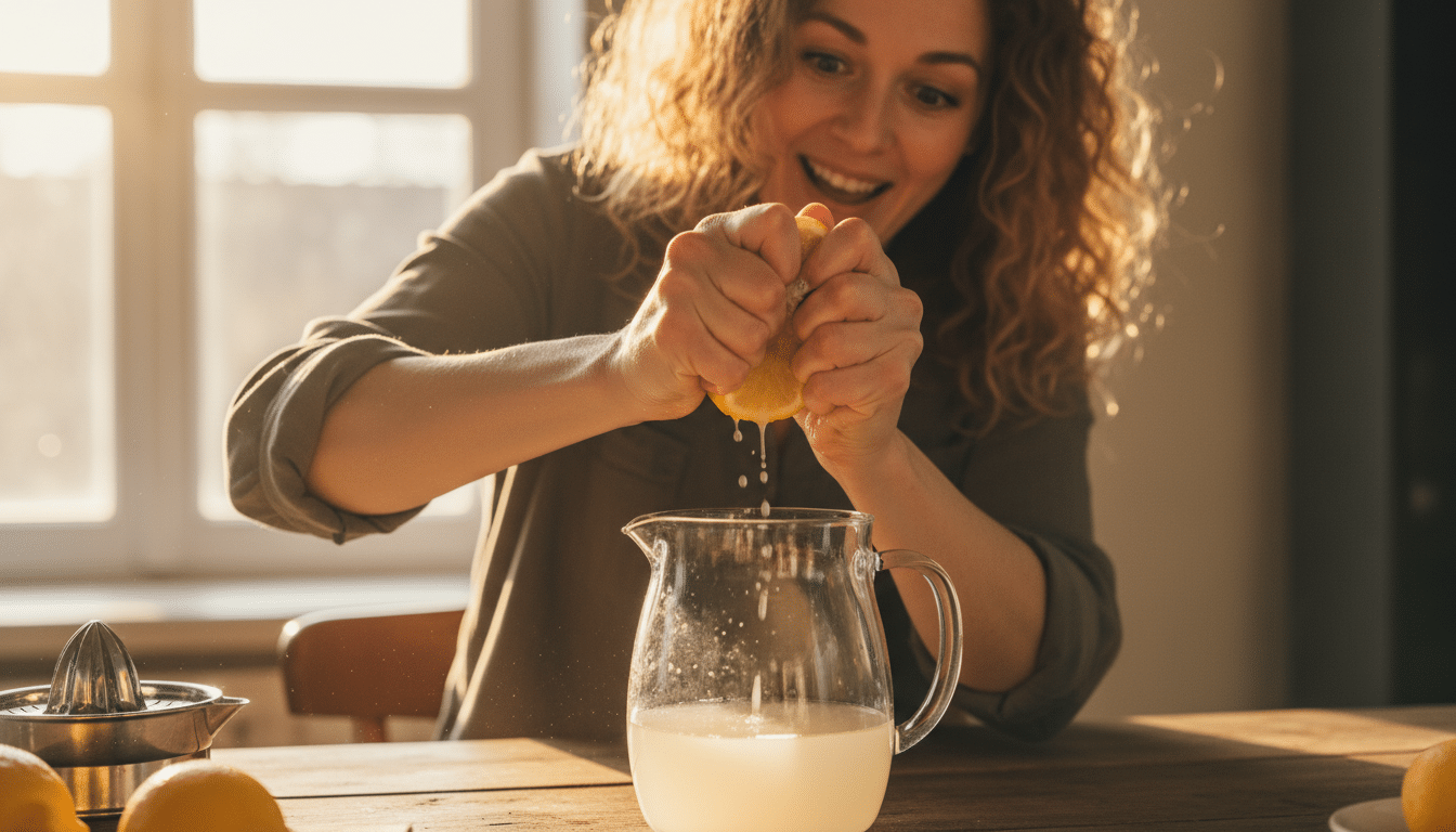 Presse le citron comme ça et tu en tires 30% de jus en plus à chaque fois