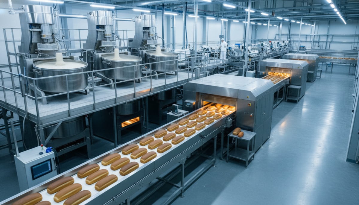Production industrielle de pain en boulangerie
