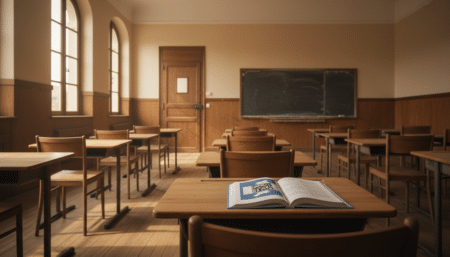 Salle de classe vide dans un lycée français