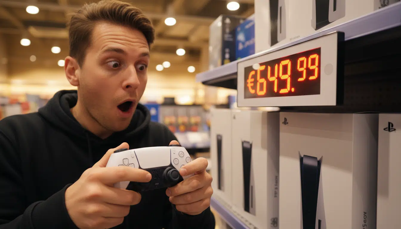 Joueur choqué devant le nouveau prix de la PS5