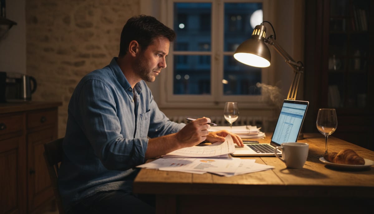 Radiologue consultant son budget mensuel le soir