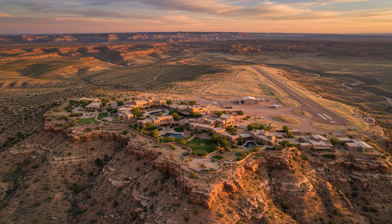 Vue aérienne du Zorro Ranch d'Epstein au Nouveau-Mexique