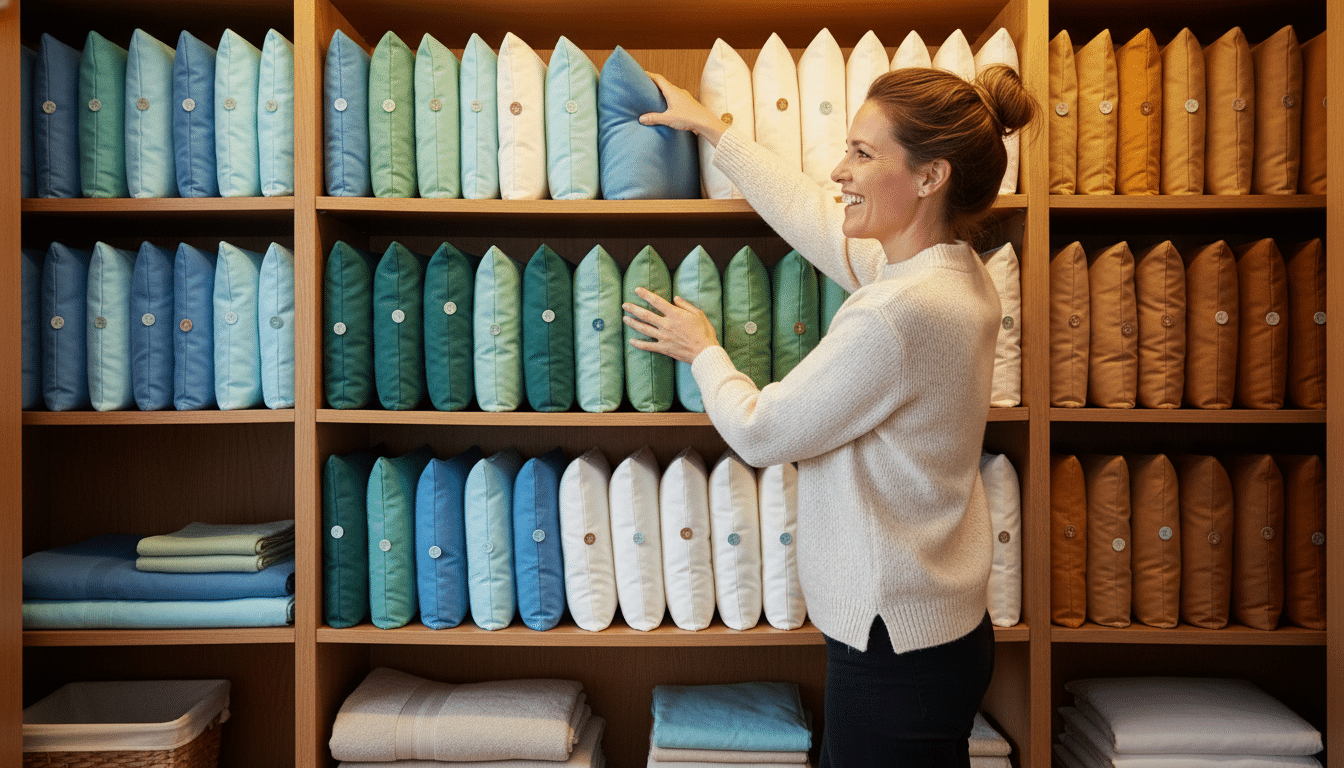 Placard à linge organisé avec pochettes alignées verticalement