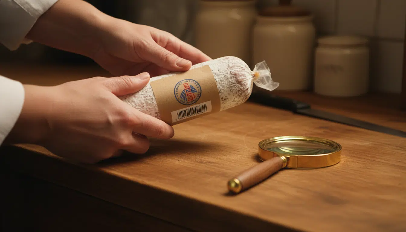 Vérification du code-barres sur un emballage de saucisson sec