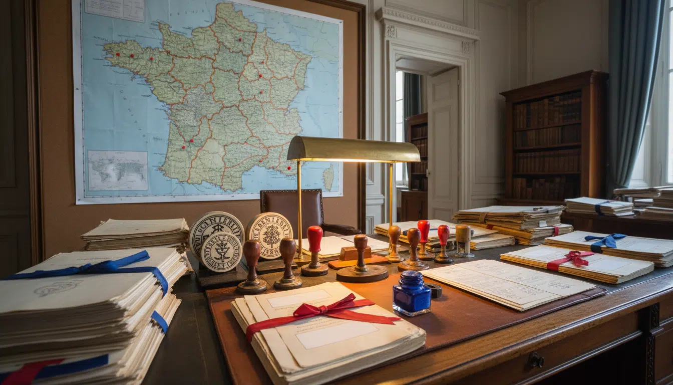 Bureau de préfecture avec documents du plan ORSEC