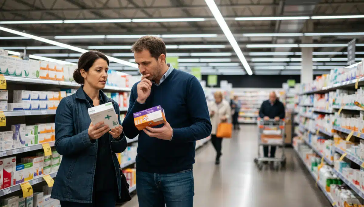 Rayon médicaments supermarché comparaison prix générique