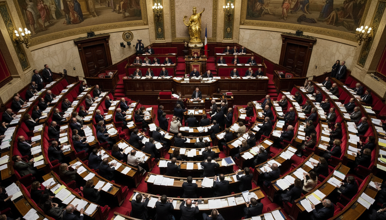Hémicycle de l'Assemblée nationale pendant un débat