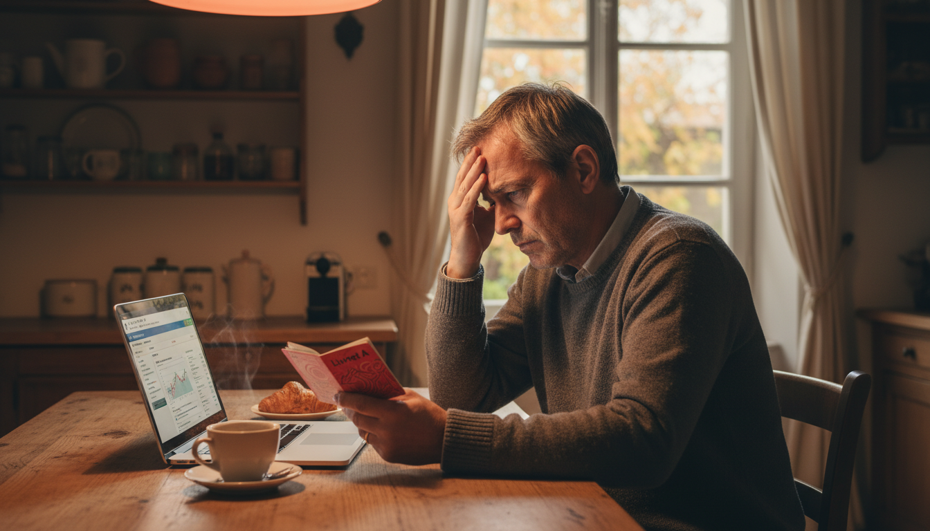Épargnant consultant son Livret A avec inquiétude