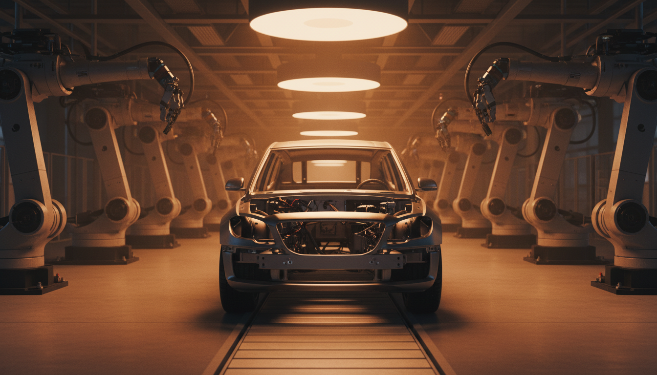 Chaîne de montage automobile vide en attente de moteur