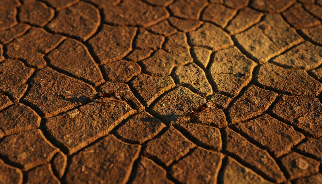 Réseau de pistes de fourmis vu du dessus