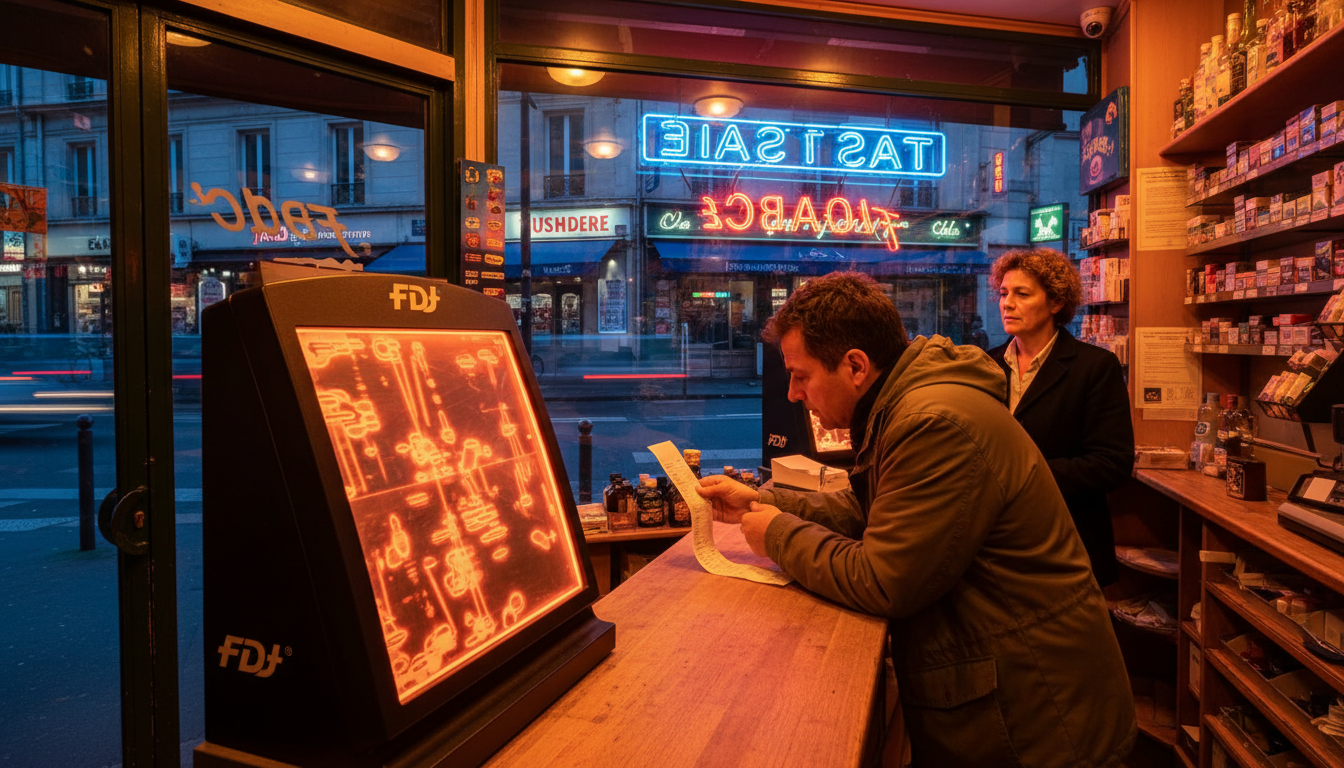 Comptoir de tabac avec terminal FDJ le soir
