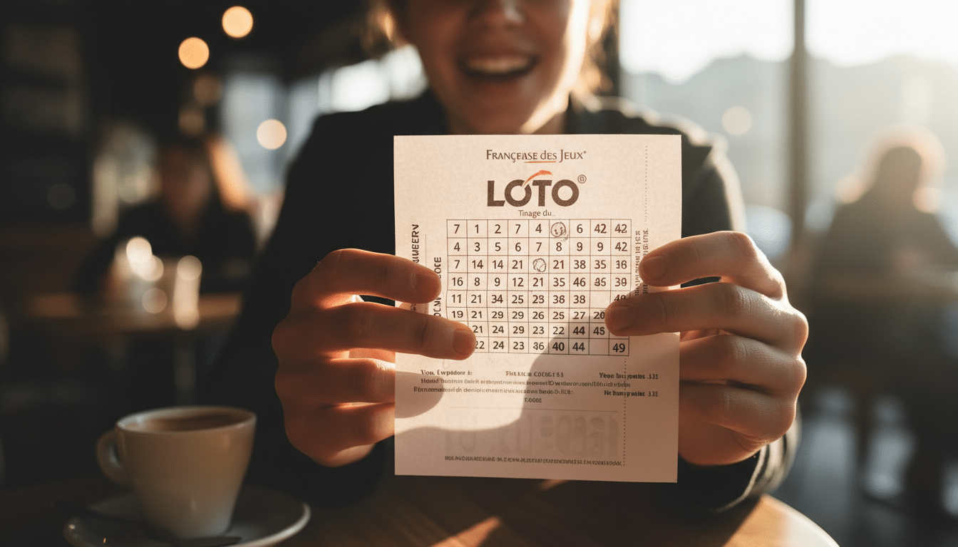 Mains tenant un ticket de Loto français