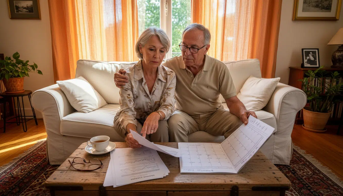 Couple de retraités vérifiant leurs dates de versement