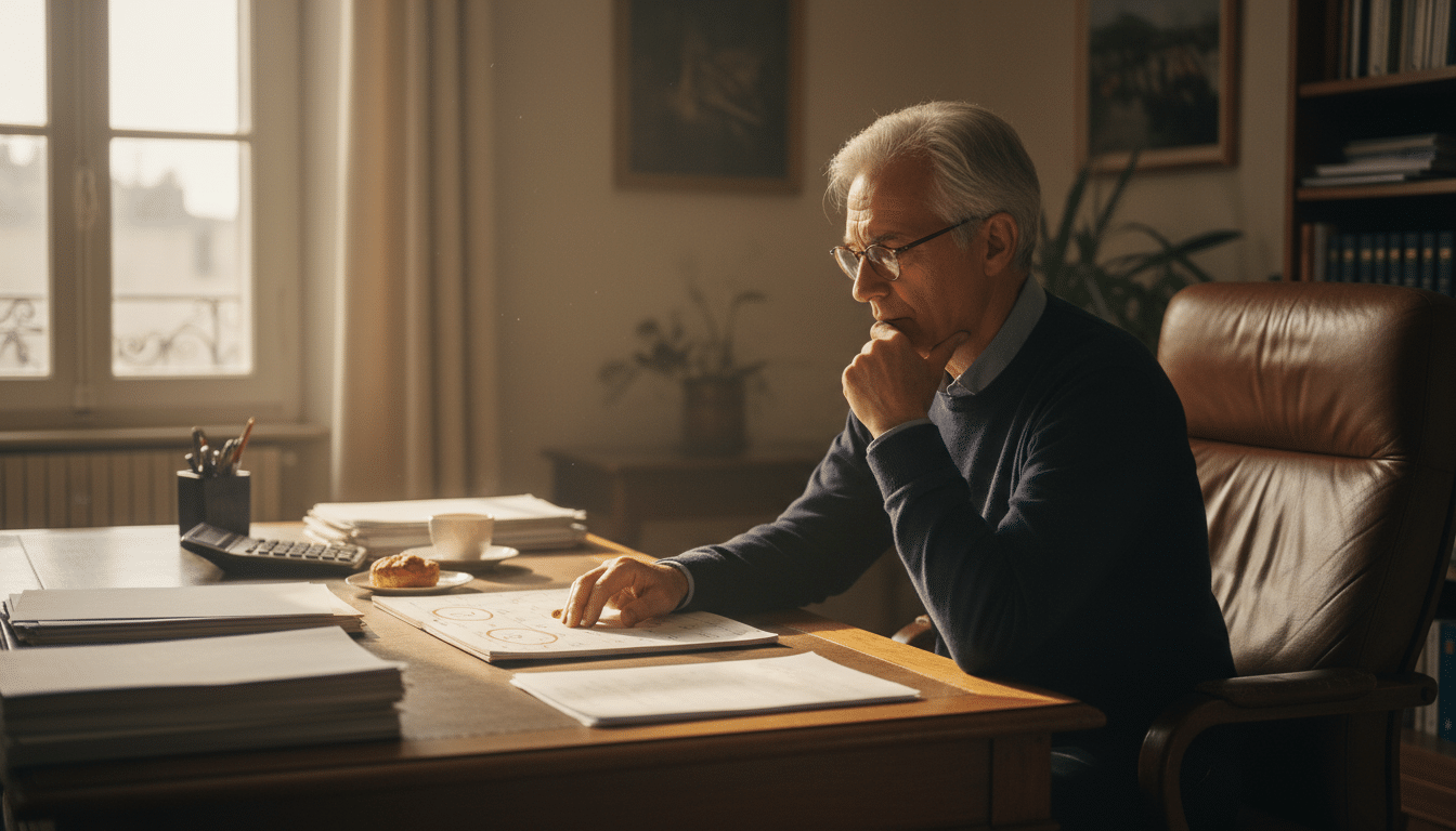 Futur retraité consultant un calendrier pour choisir sa date de départ