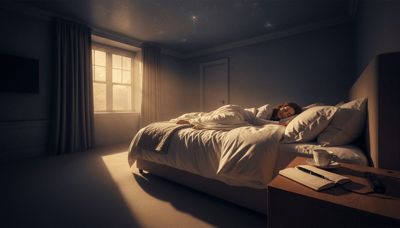 Personne endormie baignée de lumière lunaire dorée