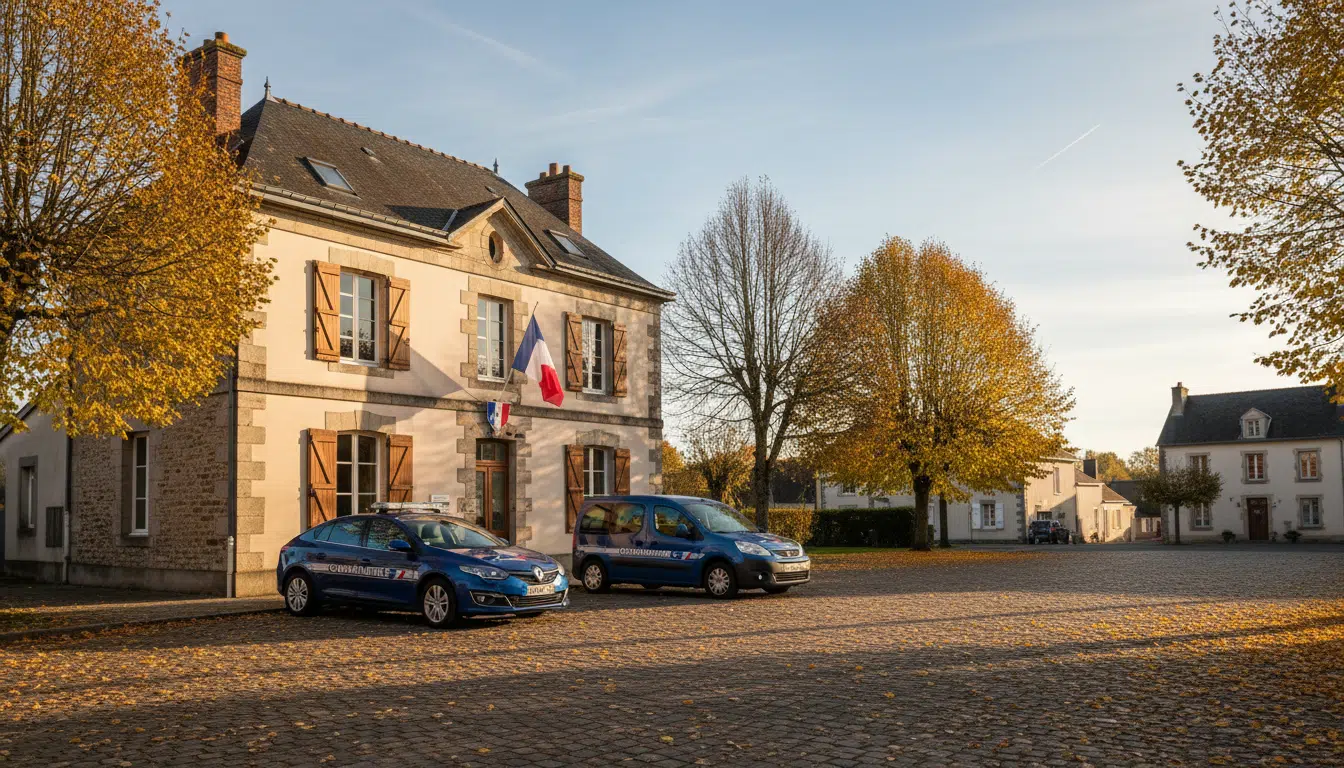 Extérieur d'une brigade de gendarmerie dans une petite ville française