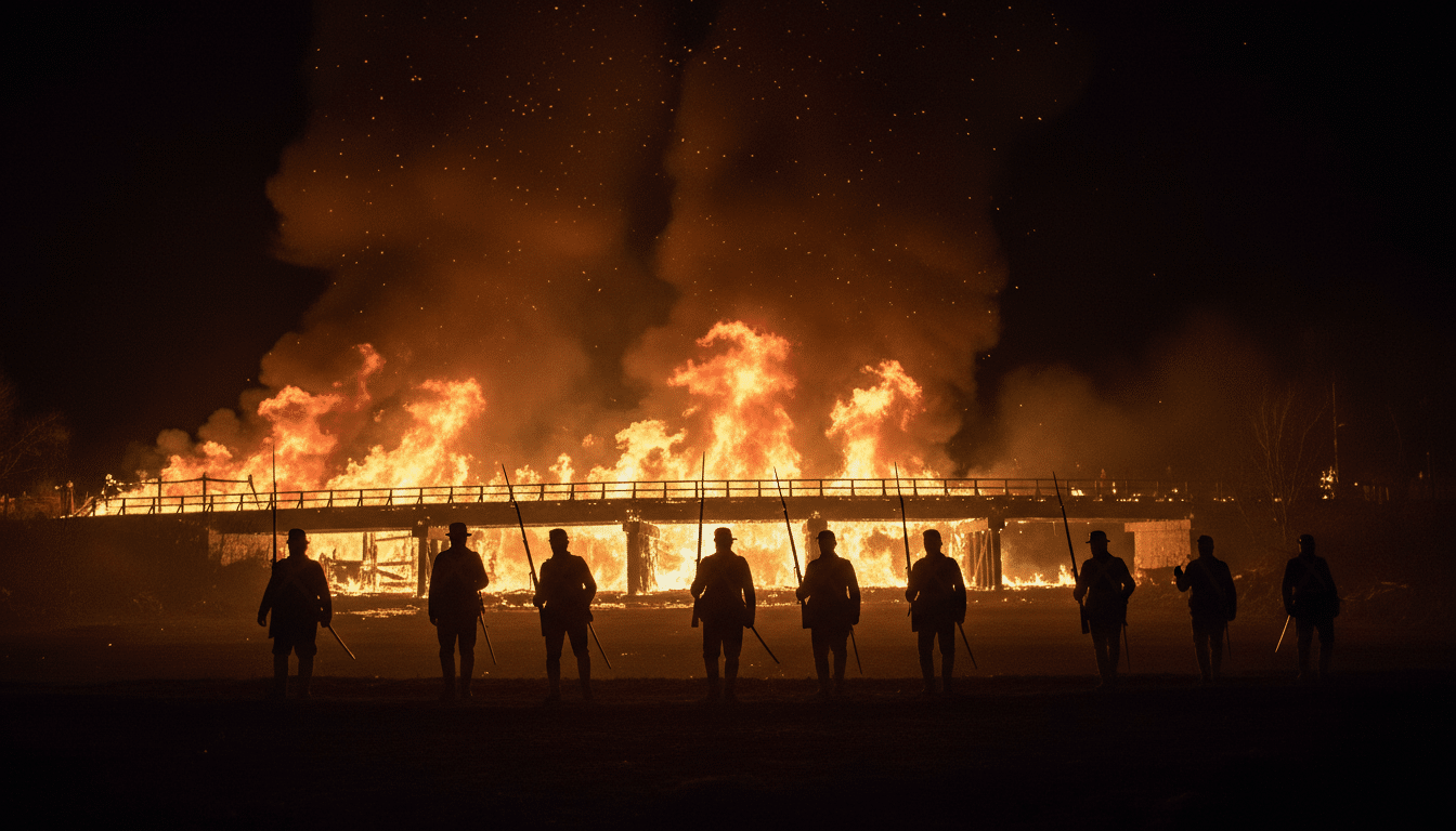 Richmond en flammes lors de la guerre de Sécession en 1865