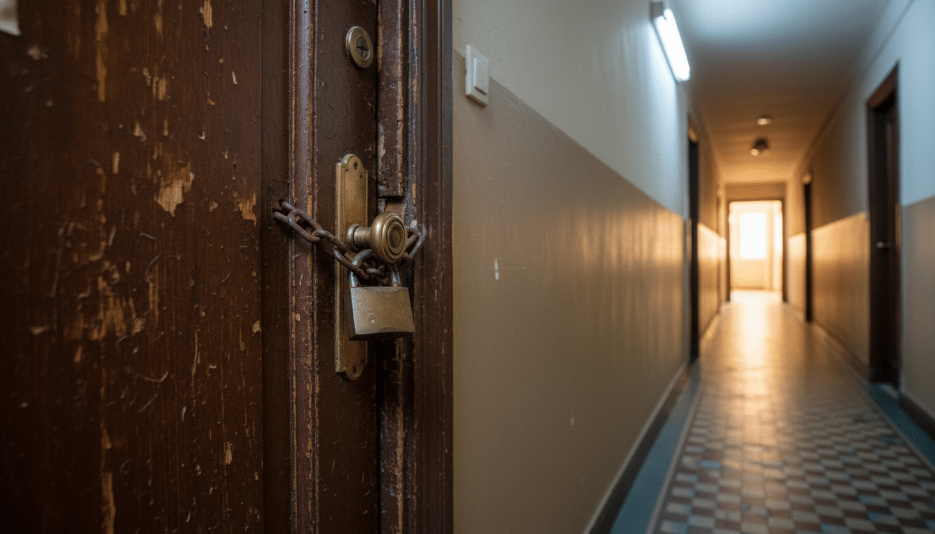 Porte d'appartement dans un couloir d'immeuble français