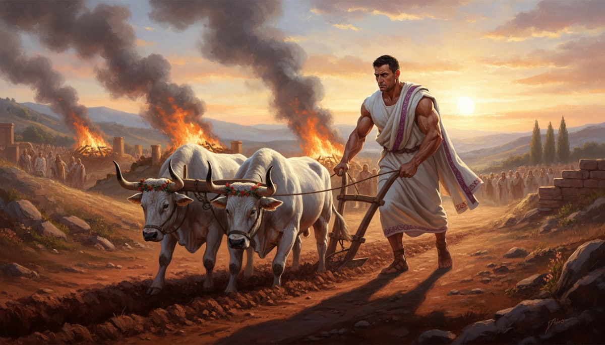 Romulus trace le sillon fondateur de Rome en 753 av. J.-C.