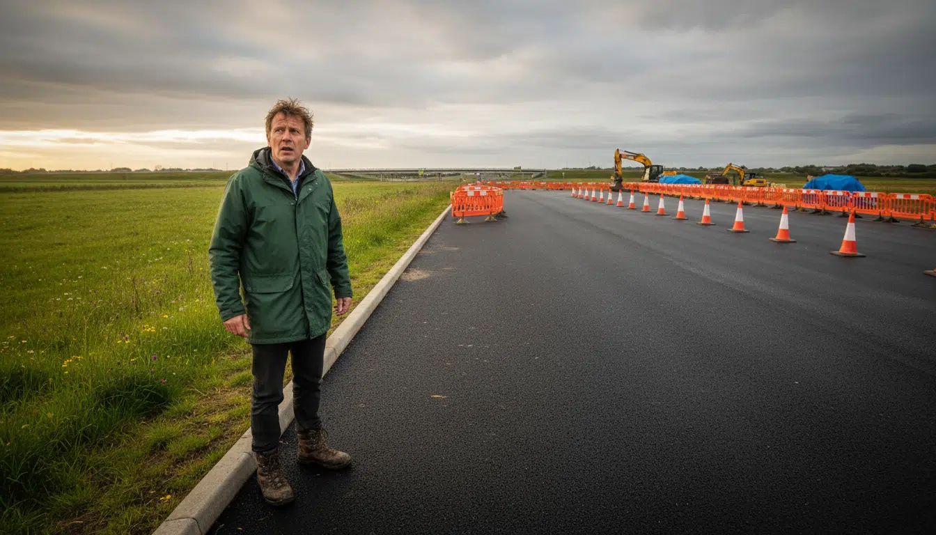Homme perplexe devant le parking sans bretelle d'accès