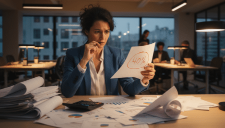Responsable RH calculant le coût d'une rupture conventionnelle
