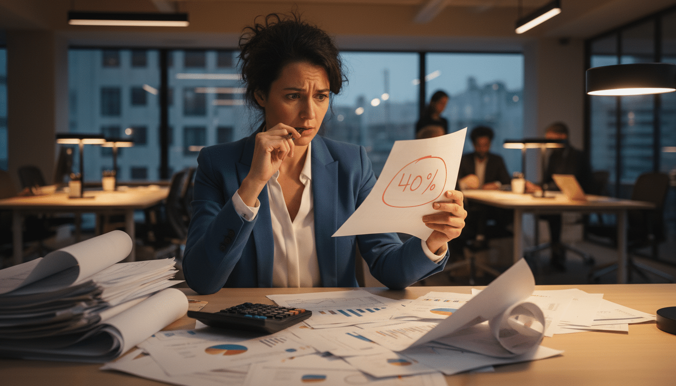 Responsable RH calculant le coût d'une rupture conventionnelle