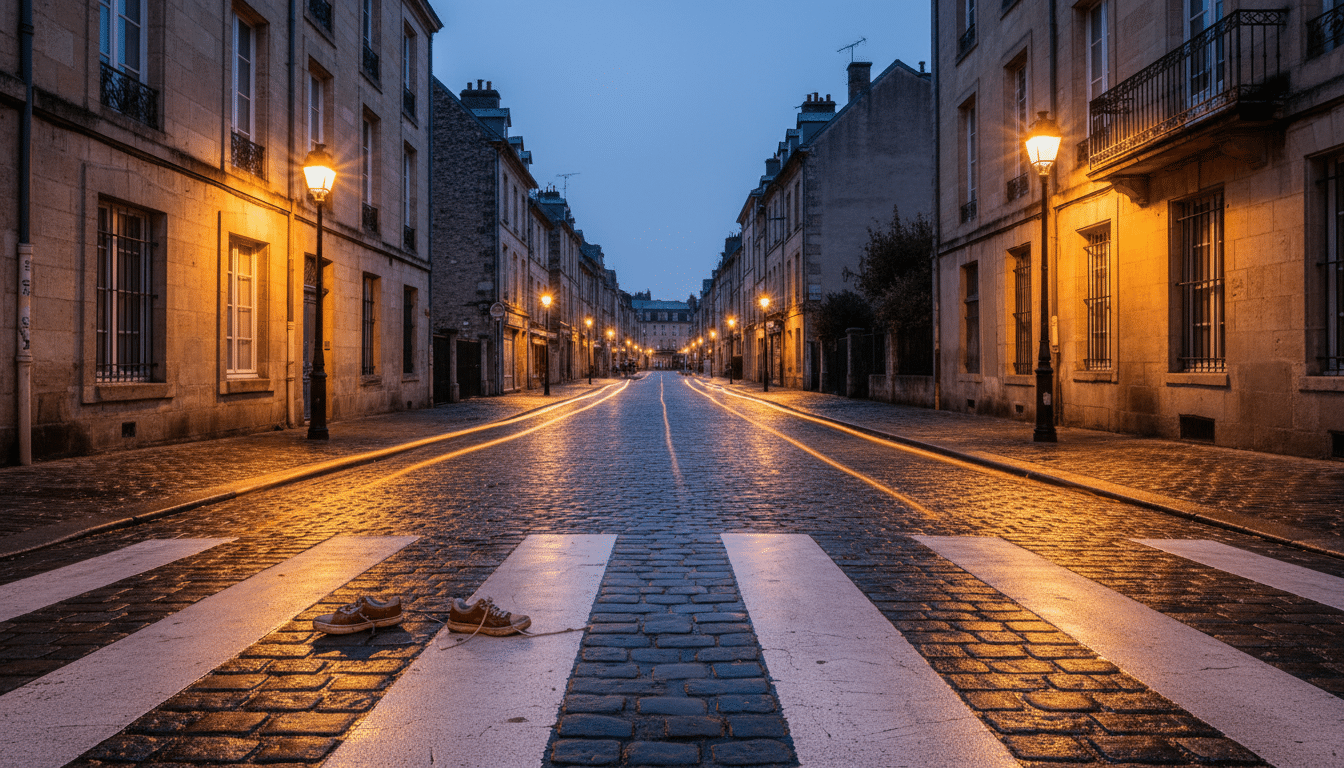 Passage piéton éclairé la nuit à Saint-Lô
