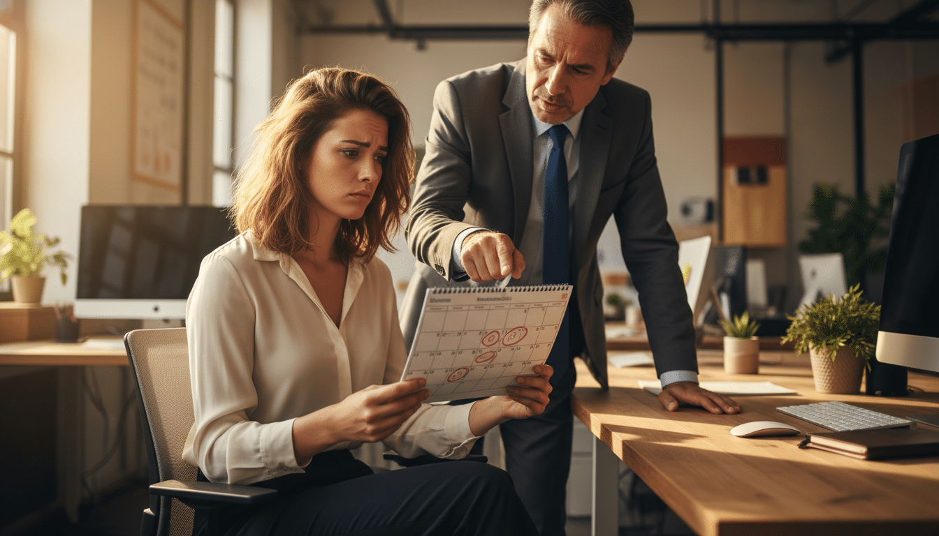 Salariée stressée face à des dates de congés imposées