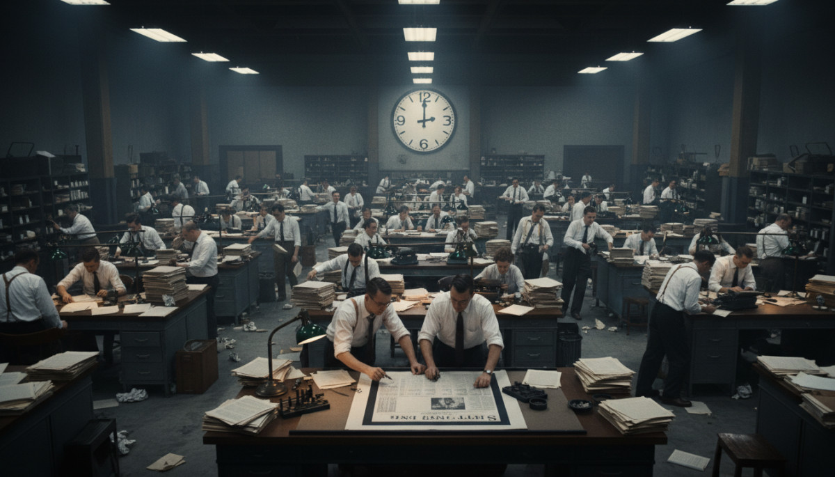 Salle de rédaction américaine en urgence la nuit