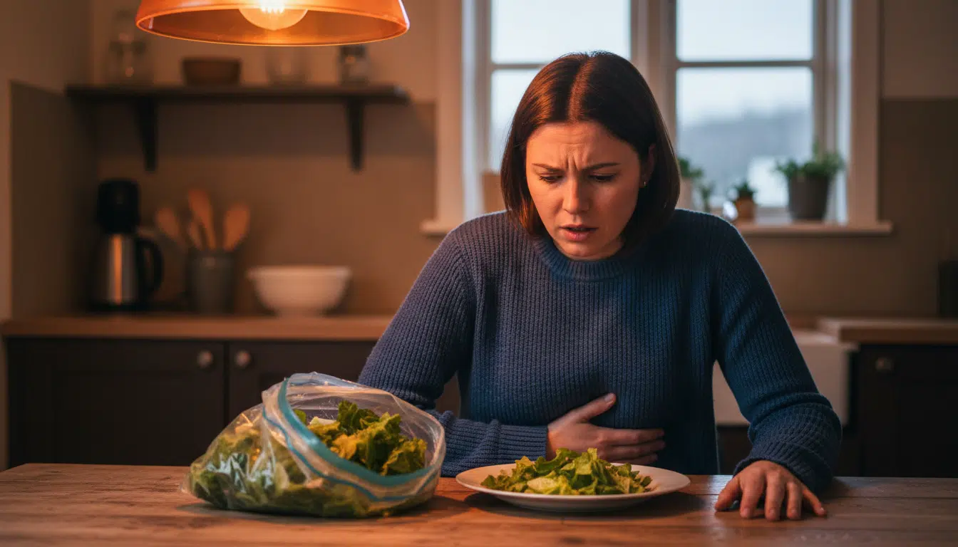 Personne inquiète après avoir consommé de la salade