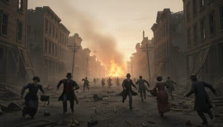 San Francisco en flammes après le séisme de 1906
