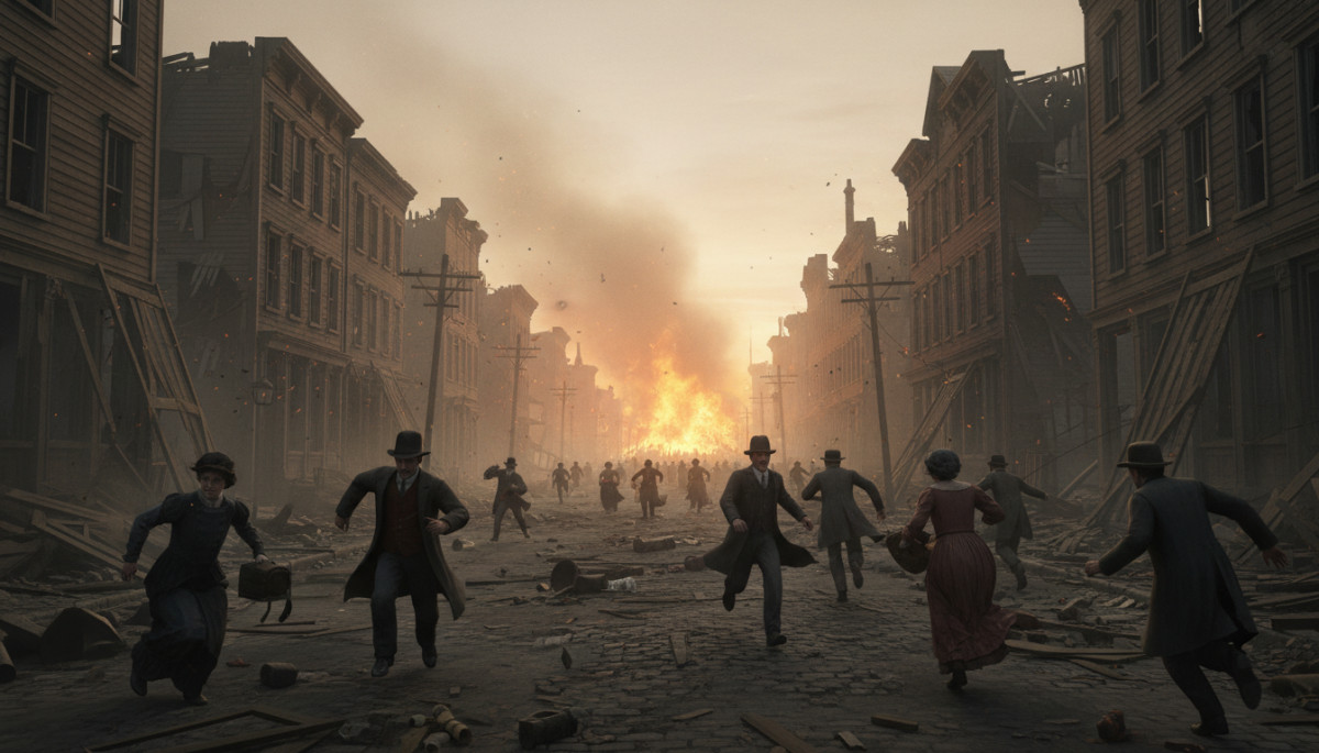 San Francisco en flammes après le séisme de 1906