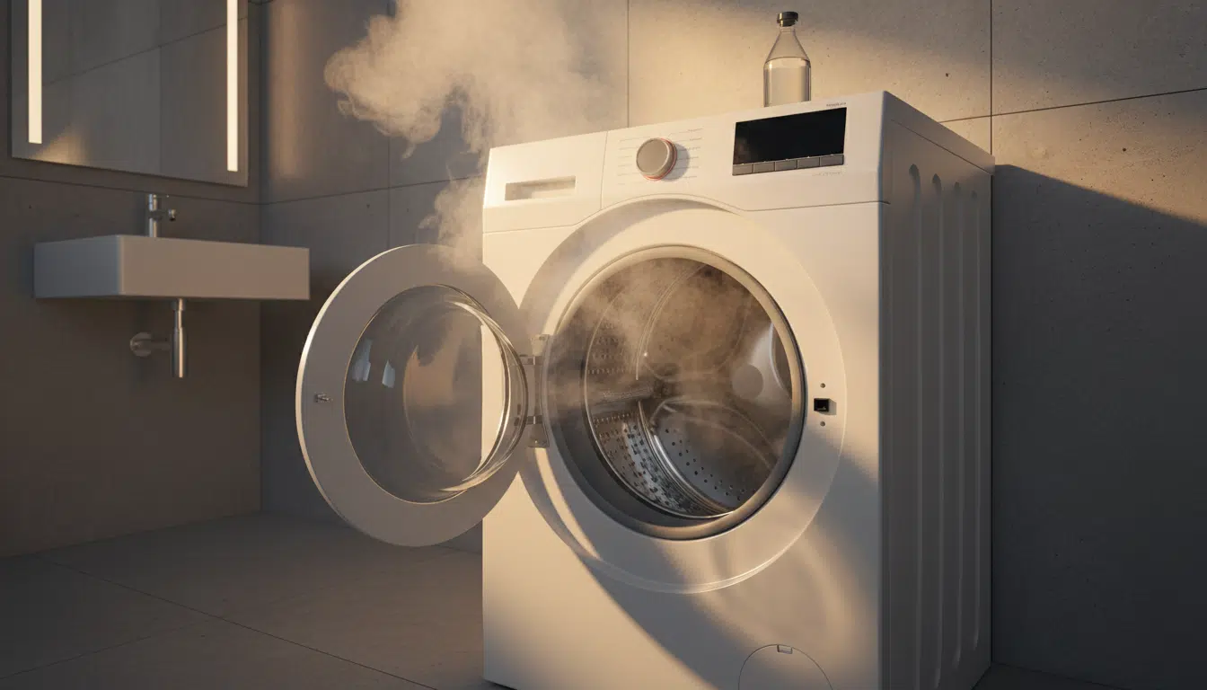 Cycle de nettoyage à 90°C avec vinaigre blanc dans une machine à laver